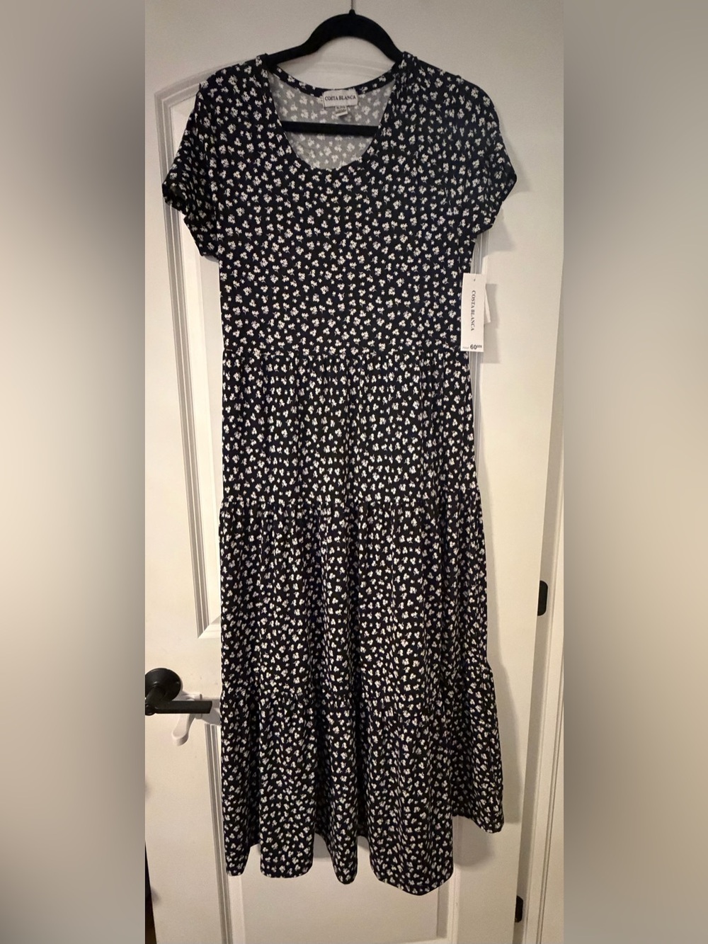 Costa Blanca NWT Black Floral Printed Tiered Maxi Dress from Fairweather
